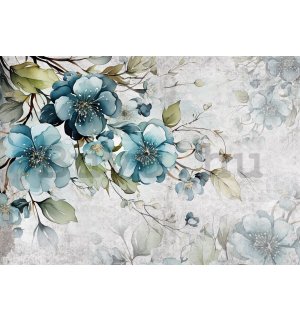 Vlies fotótapéta: Turquoise Flowers - 152,5x104 cm