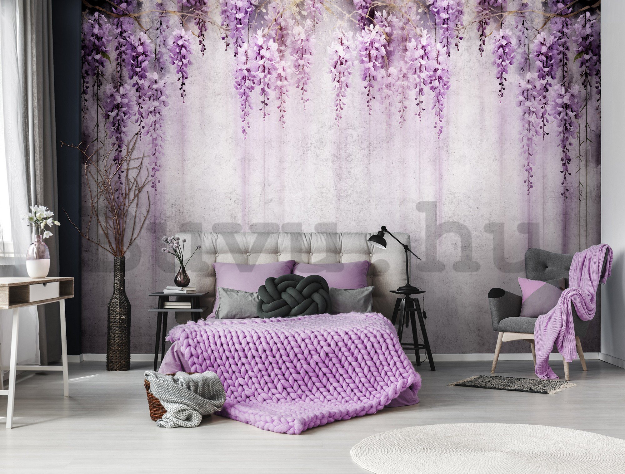 Vlies fotótapéta: Flowers Violet Wisteria Romantic - 152,5x104 cm