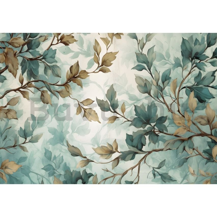 Vlies fotótapéta: Art Painted Leaves Branches - 104x70,5 cm