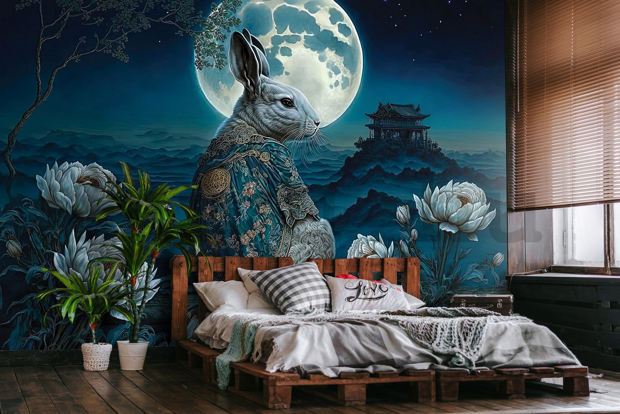 Vlies fotótapéta: Art Orient rabbit moon - 208x146 cm