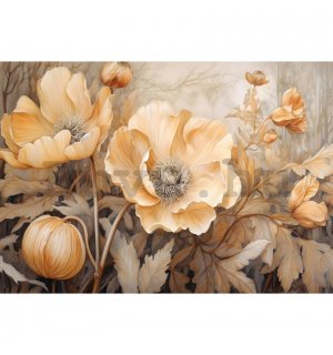 Vlies fotótapéta: Art Nature Beige Big Flowers - 208x146 cm