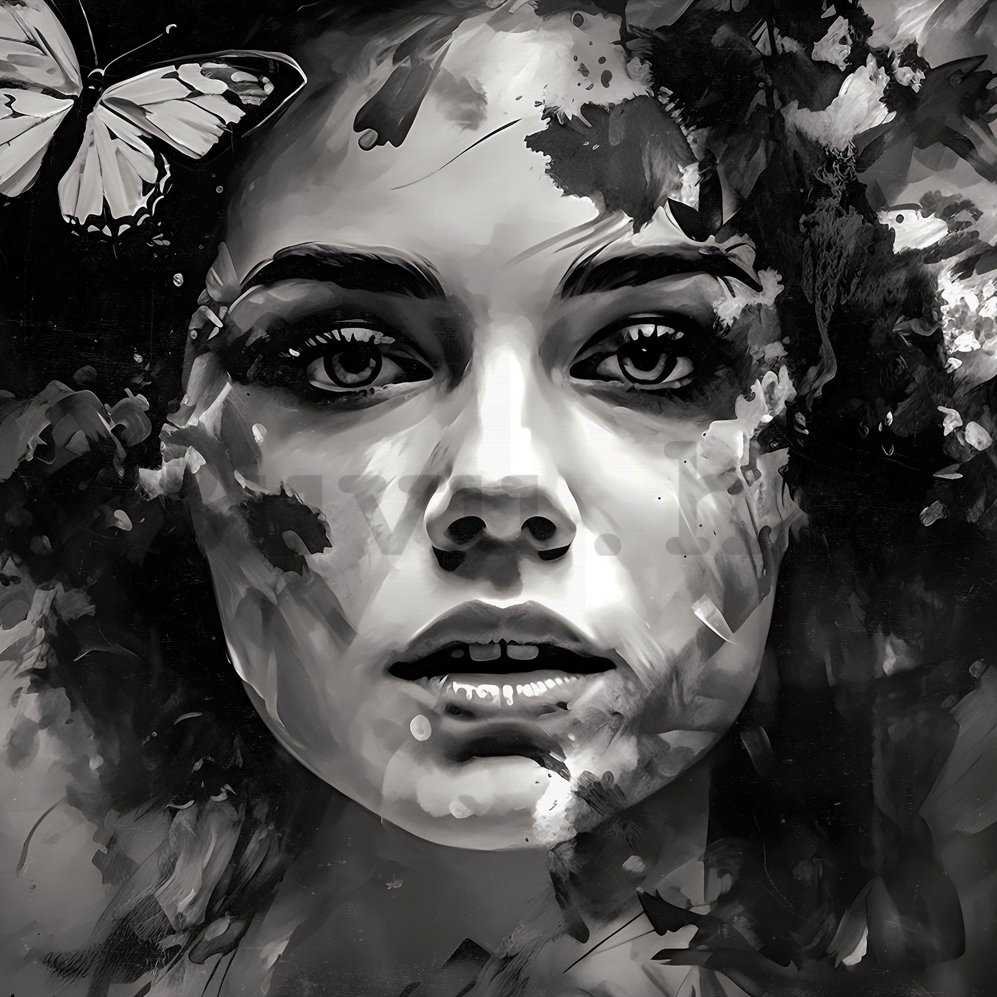 Vlies fotótapéta: Art watercolour woman butterfly (2) - 312x219cm