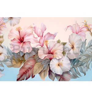 Vlies fotótapéta: Nature flowers hibiscus painting - 312x219cm