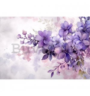 Vlies fotótapéta: Violet Romantic Painted Flowers - 312x219cm