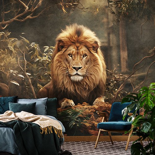 Vlies fotótapéta: Animals Cats Lion - 312x219cm