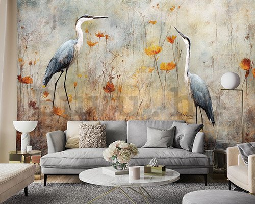 Vlies fotótapéta: Art Abstract Birds Herons - 312x219cm
