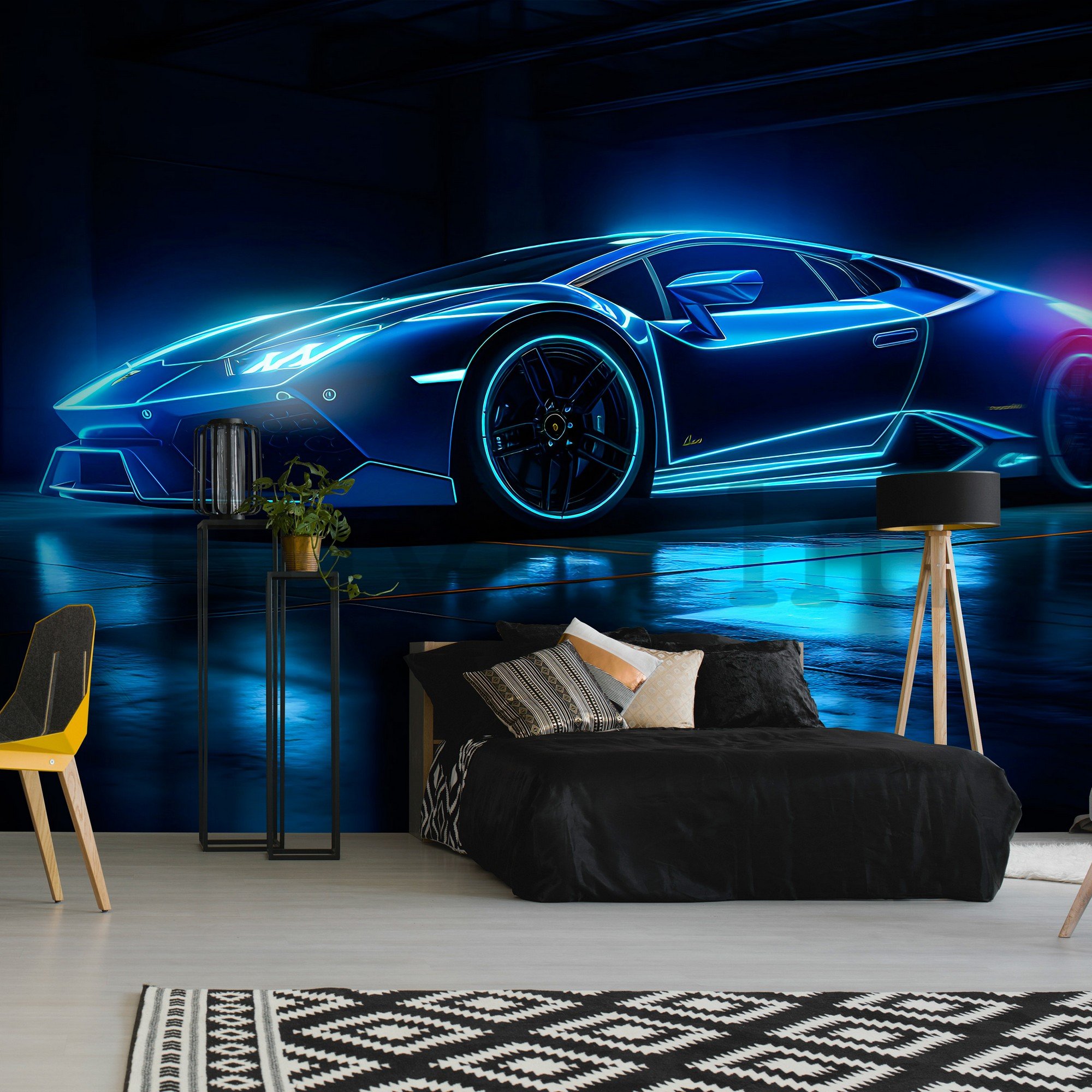 Vlies fotótapéta: Car Lamborghini luxurious neon - 416x254 cm