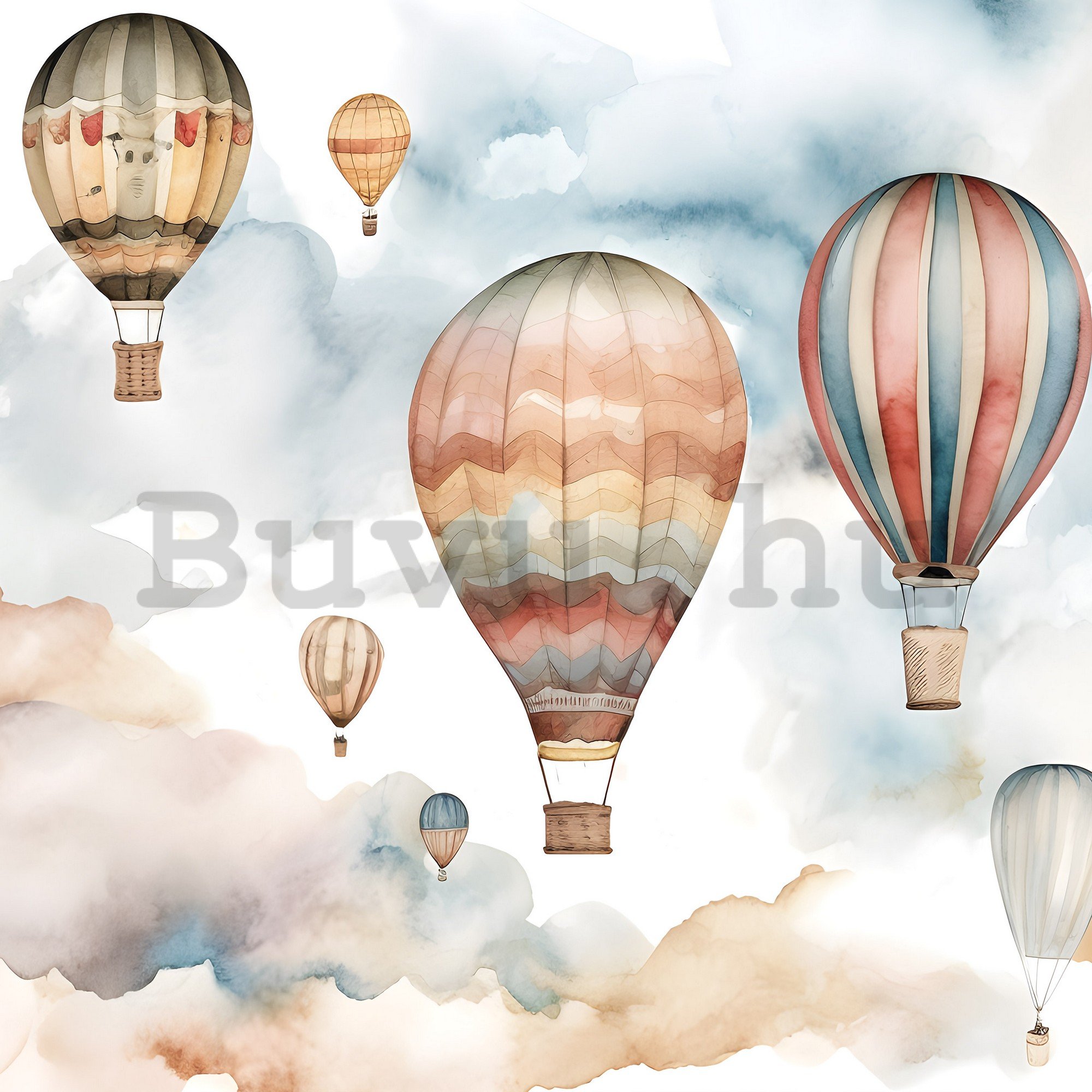 Vlies fotótapéta: For kids fairytale watercolour balloons (1) - 416x254 cm