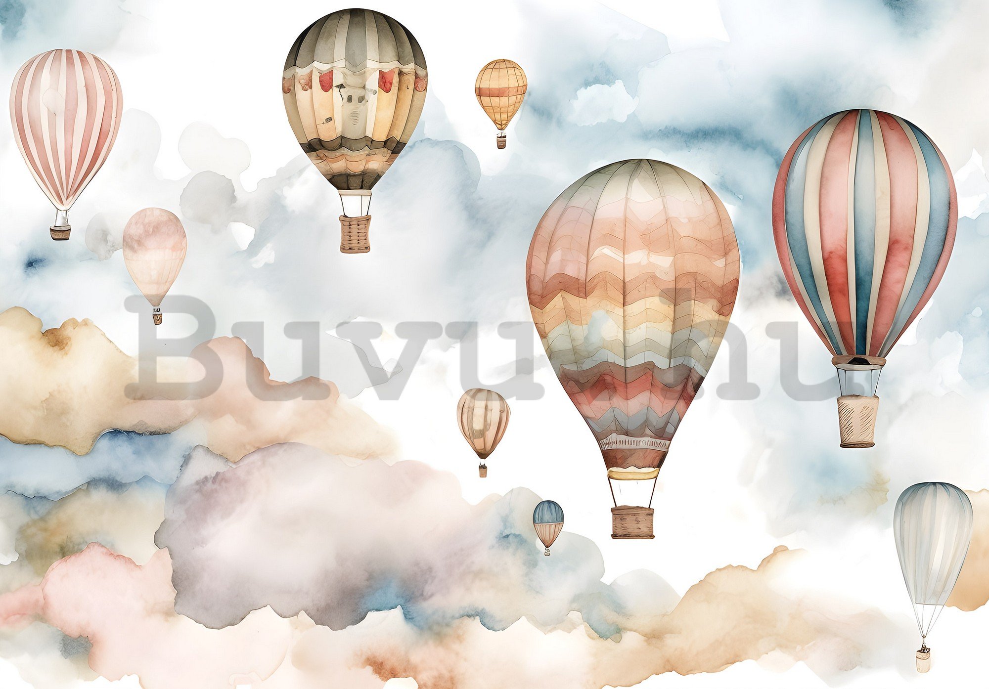 Vlies fotótapéta: For kids fairytale watercolour balloons (1) - 416x254 cm