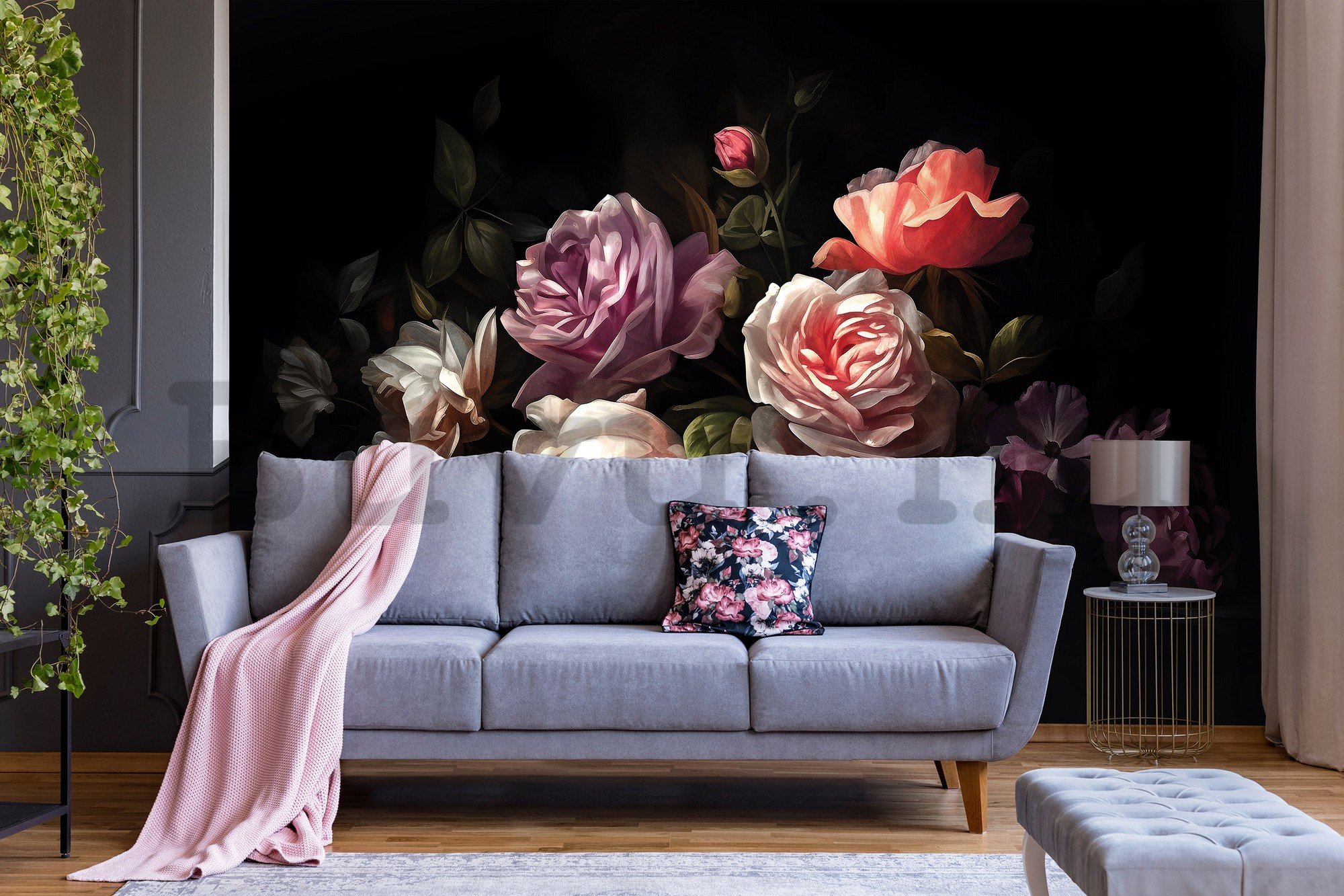 Vlies fotótapéta: Art painting flowers roses - 416x254 cm