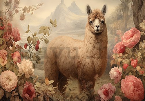 Vlies fotótapéta: Lama Flowers Vintage - 416x254 cm