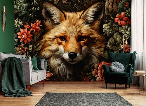 Vlies fotótapéta: Fox Flowers - 416x254 cm