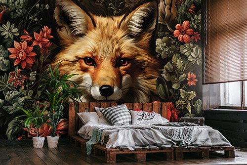 Vlies fotótapéta: Fox Flowers - 416x254 cm