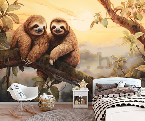 Vlies fotótapéta: Sloths Wild Animals - 416x254 cm
