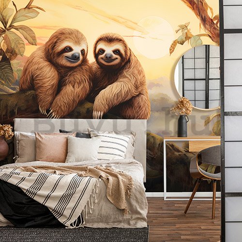 Vlies fotótapéta: Sloths Wild Animals - 416x254 cm