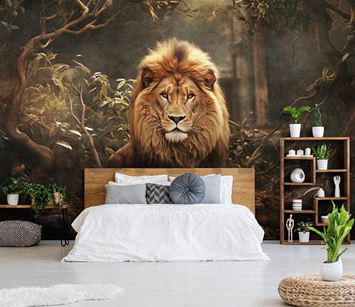 Vlies fotótapéta: Animals Cats Lion - 416x254 cm