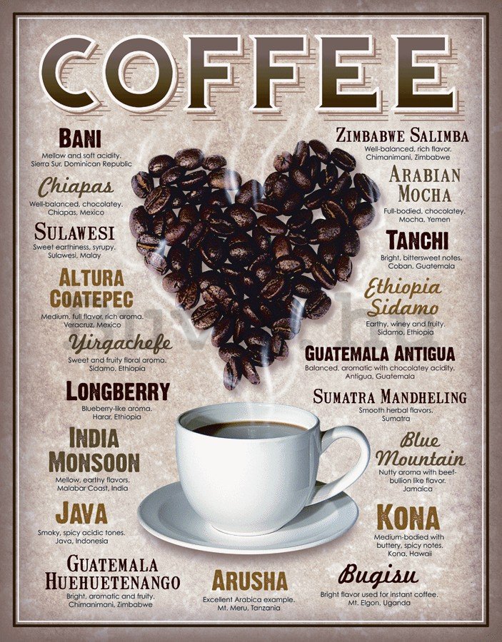 Fémplakát - Coffee (kávé szív)