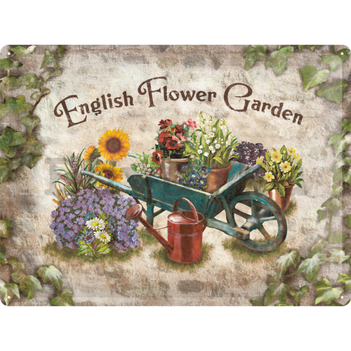 Fémtáblák: English Flower Garden - 30x40 cm