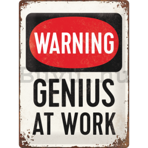 Fémplakát - Warning! Genius at Work