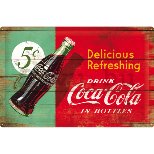 Fémplakát: Coca-Cola (kétszínű) - 40x60 cm