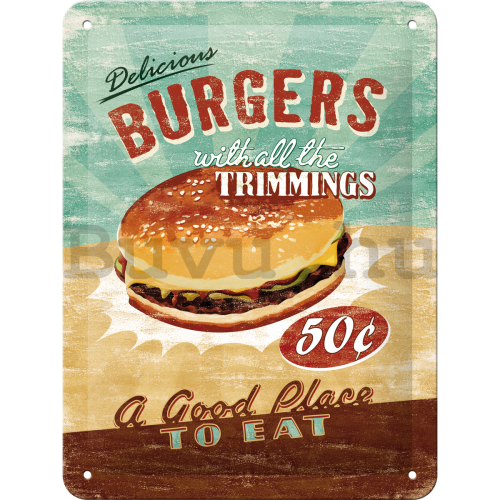 Fémplakát: Burgers - 20x15 cm