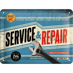 Fémplakát: Service & Repair - 15x20 cm