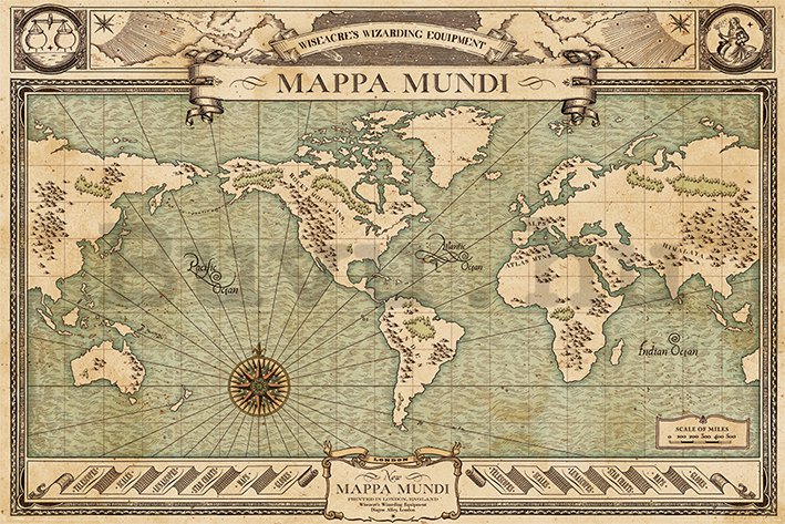 Plakát - Legendás Állatok és Megfigyelésük (Mappa Mundi)