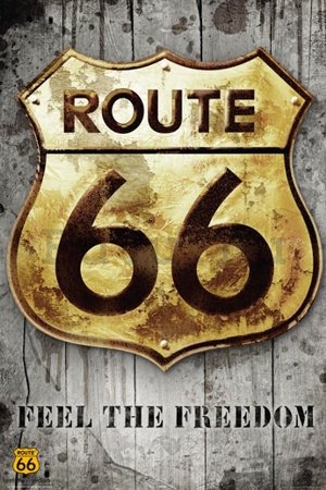 Plakát - ROUTE 66 golden sign